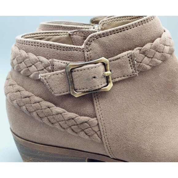 Life Stride Size 8.5M Side Zip Ankle Boots Block Heel Booties Brown Memory Foam - Picture 5 of 16